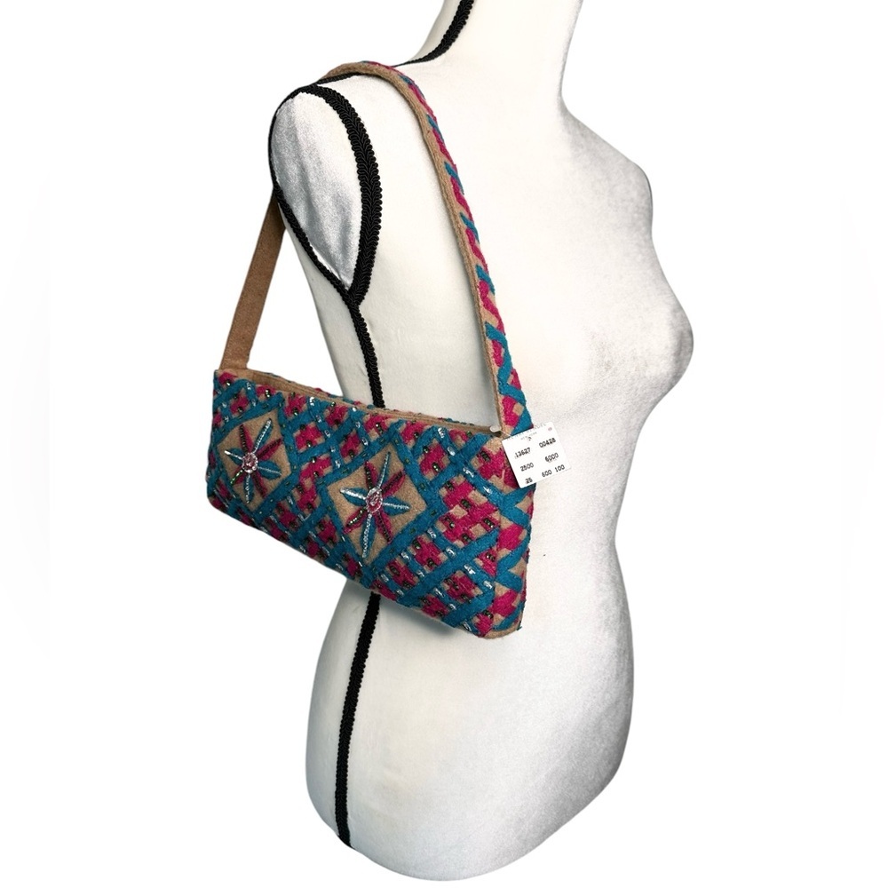 Santi Vintage 90’s Felt Beaded Sequins Embroidered Shoulder Bag NWT